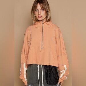 POL Peach Half-Zip Sweatshirt